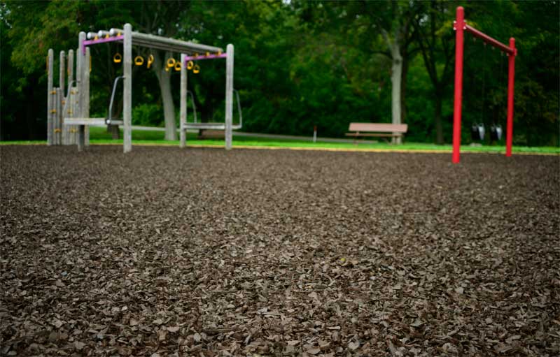Brown Rubber Mulch playground close up